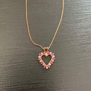 Genuine Ruby/diamond heart necklace